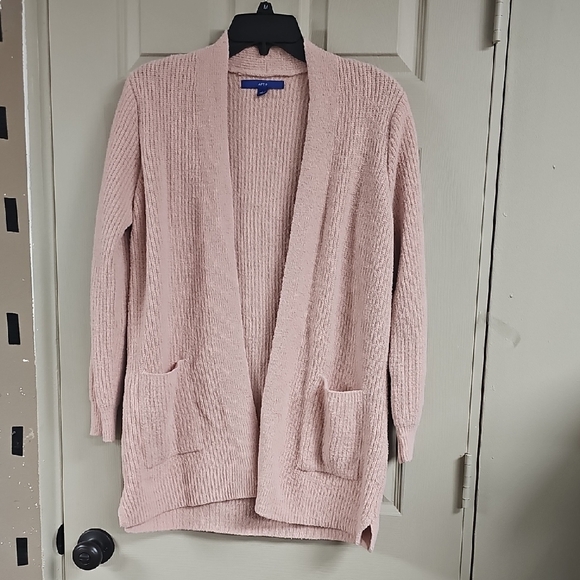 Women's Pink Open-Front Sweater - Picture 1 of 2